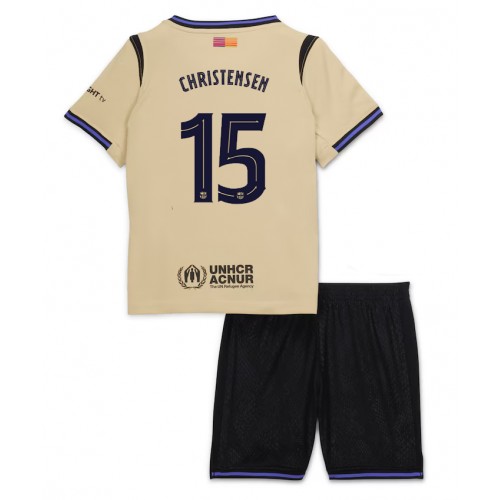 Barcelona Andreas Christensen #15 Fußballbekleidung Auswärtstrikot Kinder 2025-26 Kurzarm (+ kurze hosen)